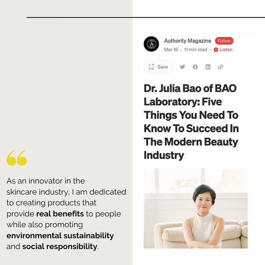 BAO Laboratory founder Dr Julia Bao featured in Authority Magazine