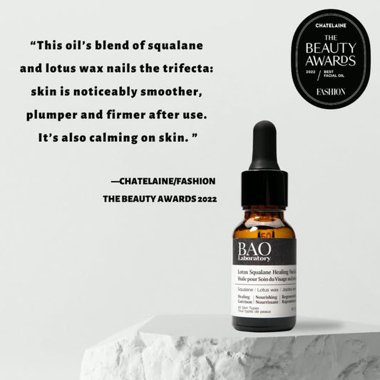 BAO Laboratory Lotus Squalane editor quote from CHATELAINE FASHION Beauty Awards